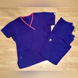 Women’s Medium Scrubs. One matching Wink Scrub set and one crimson Alabama top.
